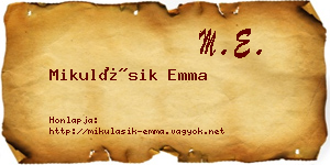 Mikulásik Emma névjegykártya